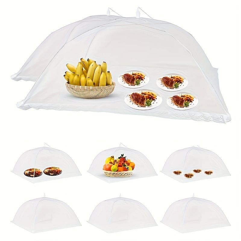 Food Storage Tupperware - 1pcWhite fly-proof vegetable cover folding mesh