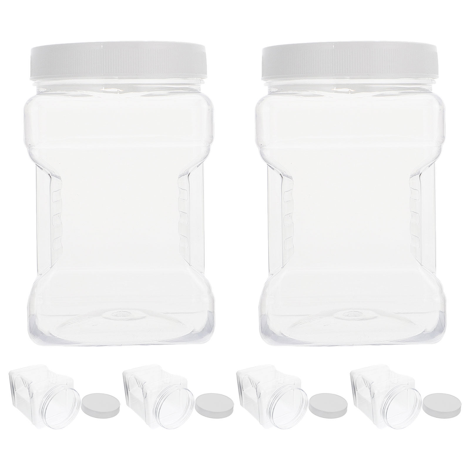 Food Storage Airtight - 6Pcs Transparent Square Canisters Plastic Storage