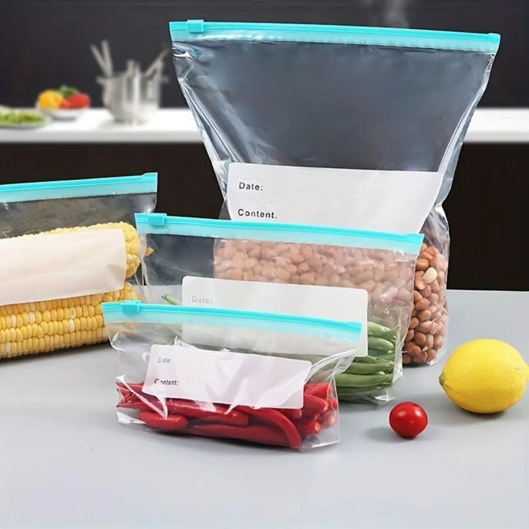 Food Storage Zipper - 60pcs Reusable Fridge Fresh Bags, Kitchen