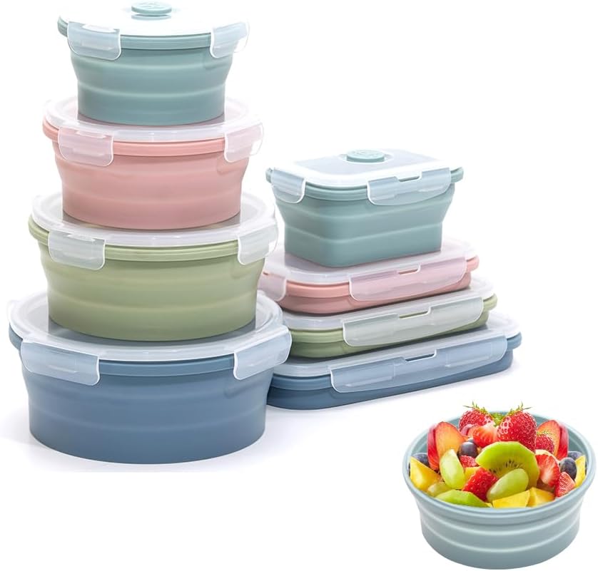 Food Storage Containers Set - Collapsible Silicone Food Storage Container Set