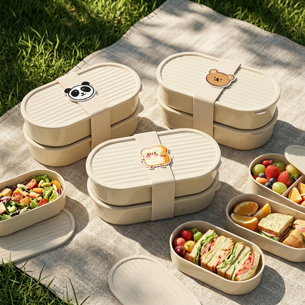 Food Storage Containers Set - 2Pcs/Set Cartoon Kids Bento Box With