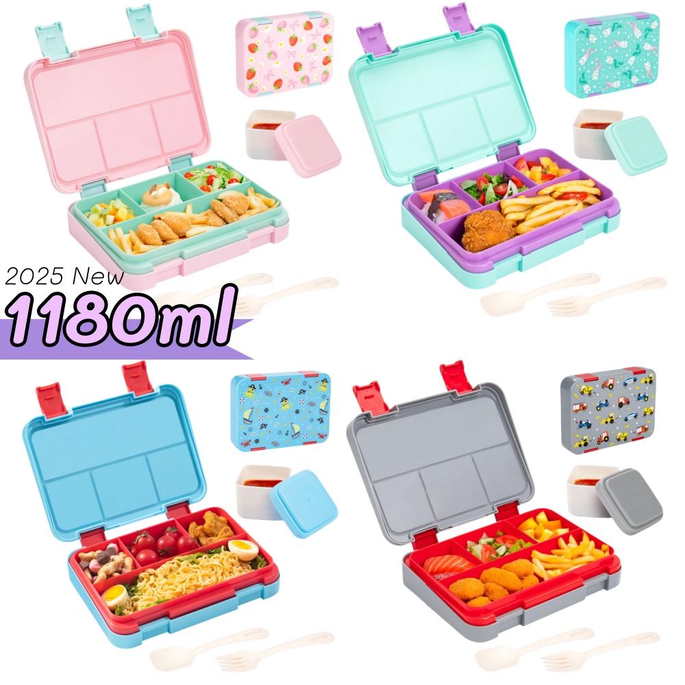 Food Storage Containers Set - 40oz Cartoon Pattern Bento Lunch Box