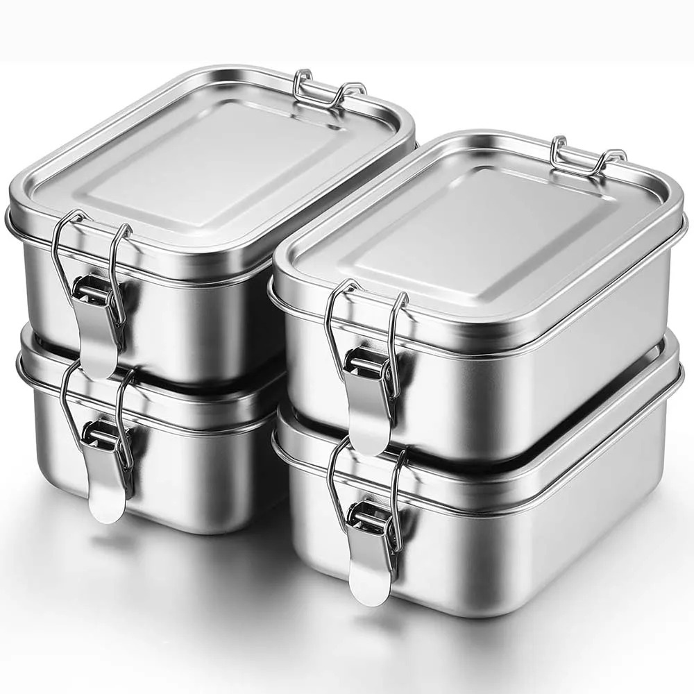 Food Storage Lock Box - Stainless Steel Bento Box Metal Lunch