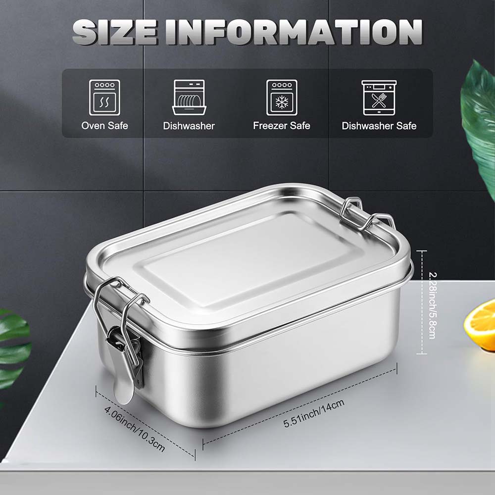 4Pcs Stainless Steel Bento Box - Food Storage Lock Box ulasan dan harga
