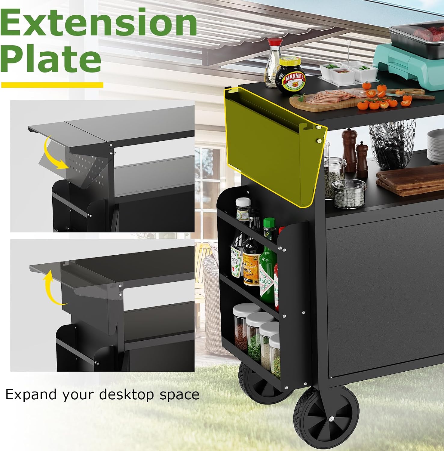 Outdoor Grill Cart Table With  - Food Storage With Wheels ulasan dan harga