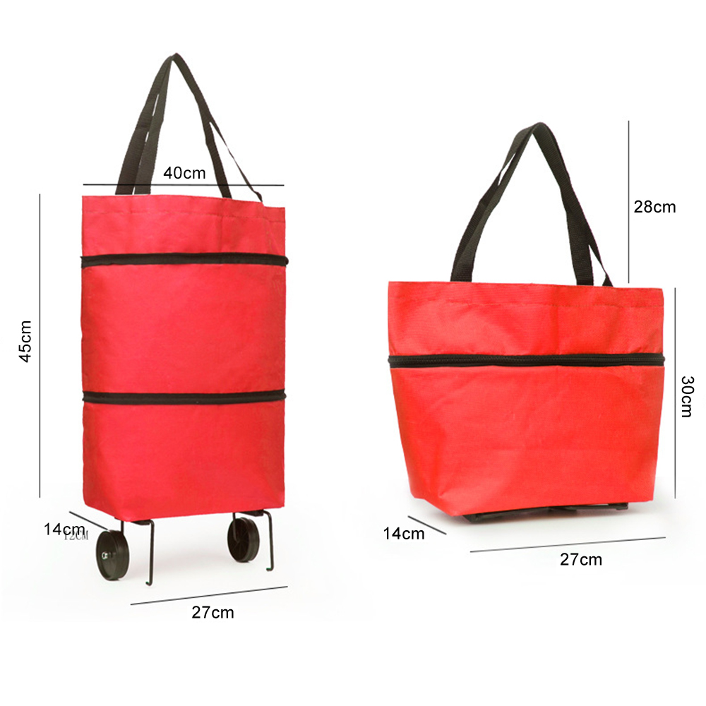 Folding Shopping Pull Cart Tro - Food Storage With Wheels ulasan dan harga