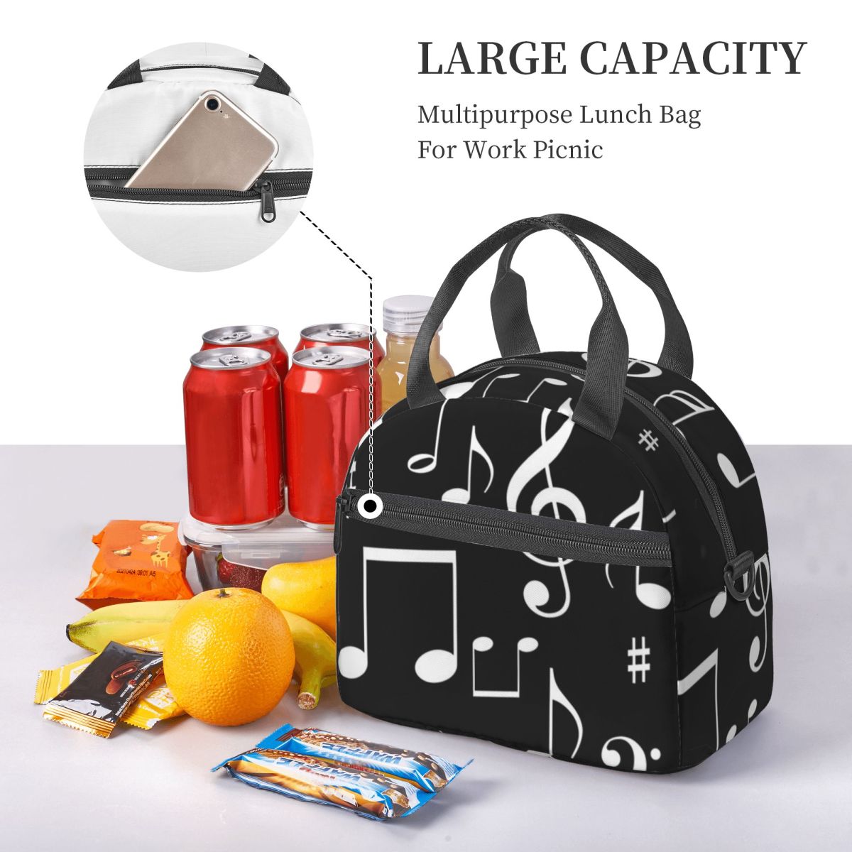 Music Notes Insulated Lunch Ba - Food Storage Notes ulasan dan harga