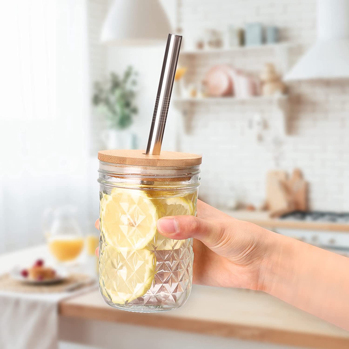 62/68/70/86mm Reusable Bamboo  - Mason Jar Wide Mouth ulasan dan harga