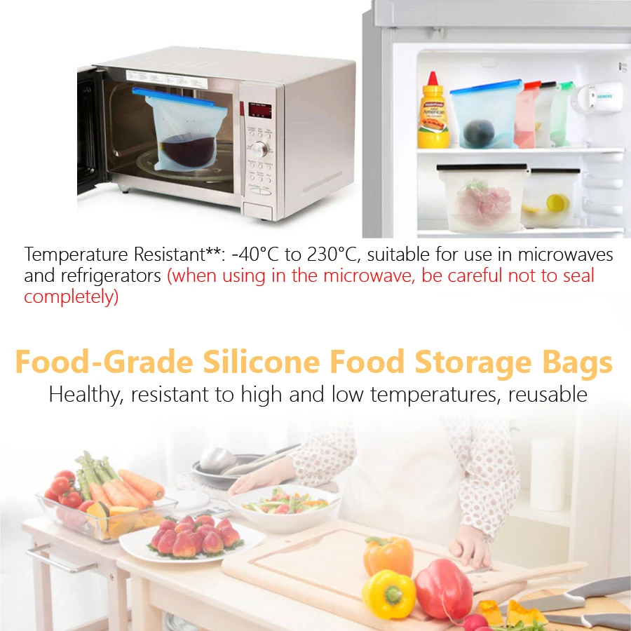 1000ml Reusable Silicone Food  - Food Storage Zipper ulasan dan harga