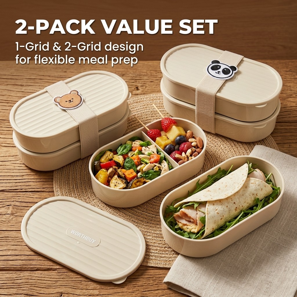 2Pcs/Set Cartoon Kids Bento Bo - Food Storage Containers Set ulasan dan harga
