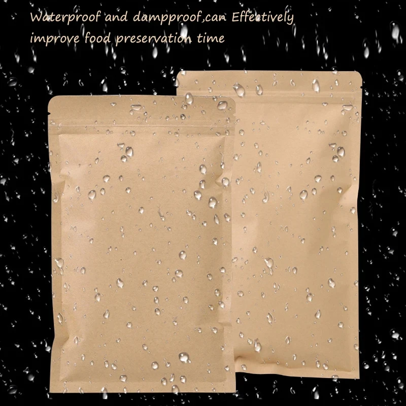 100PCS Brown Kraft Paper Zippe - Food Storage Zipper ulasan dan harga