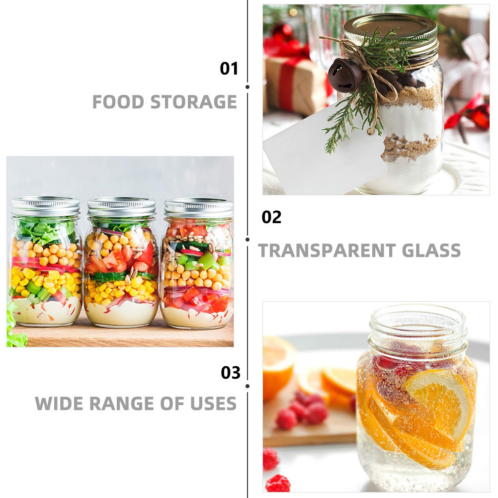 6Pcs Transparent Round Glass J - Food Storage Airtight ulasan dan harga
