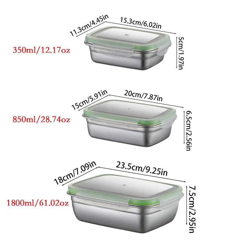 304 Stainless Steel Lunch Box  - Food Storage Containers Set ulasan dan harga