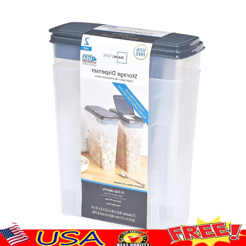 2-Pack Plastic Cereal Dispense - Food Storage Quart Containers ulasan dan harga
