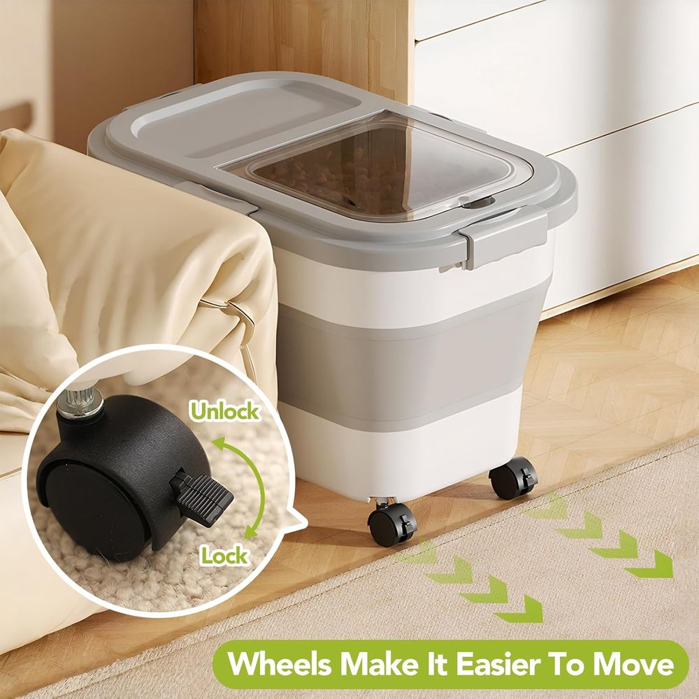 15 Lbs Dog/Cat Food Storage Co - Food Storage With Wheels ulasan dan harga