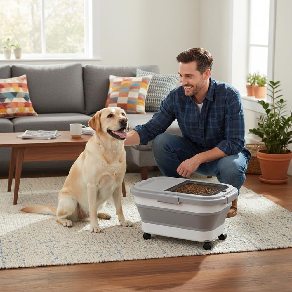 15 Lbs Dog/Cat Food Storage Co - Food Storage With Wheels ulasan dan harga