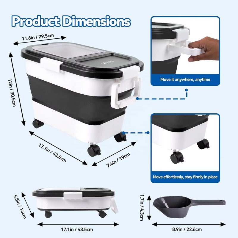 Dog Food Storage Container 20- - Food Storage With Wheels ulasan dan harga
