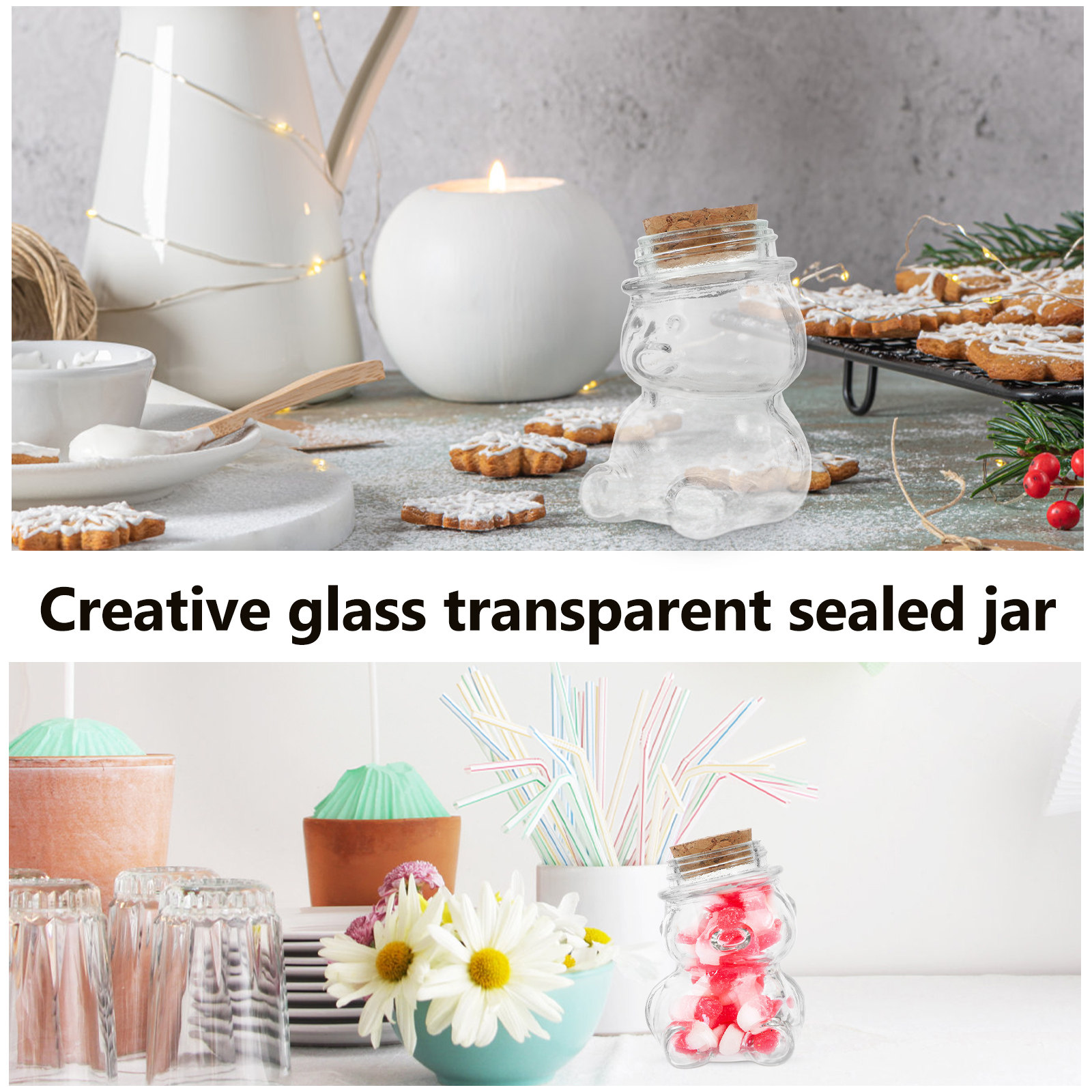 4Pcs Glass Candy Jar Set Trans - Food Storage Airtight ulasan dan harga