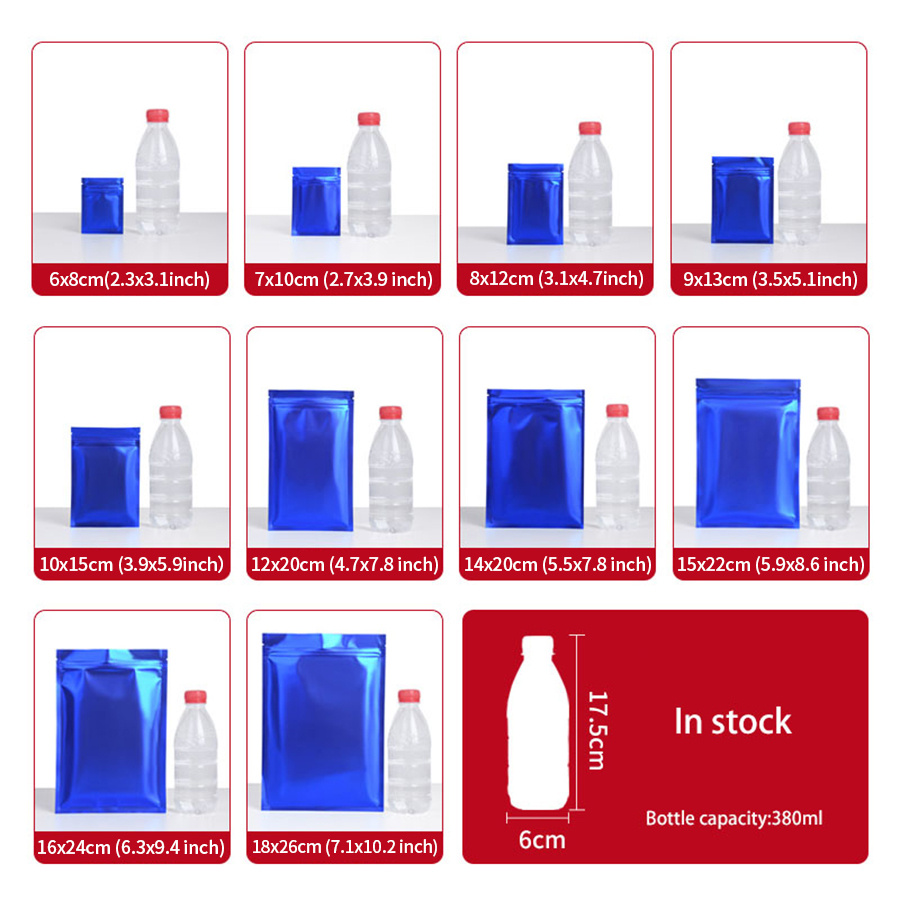 100pcs Matte Blue Foil Zipper  - Food Storage Zipper ulasan dan harga