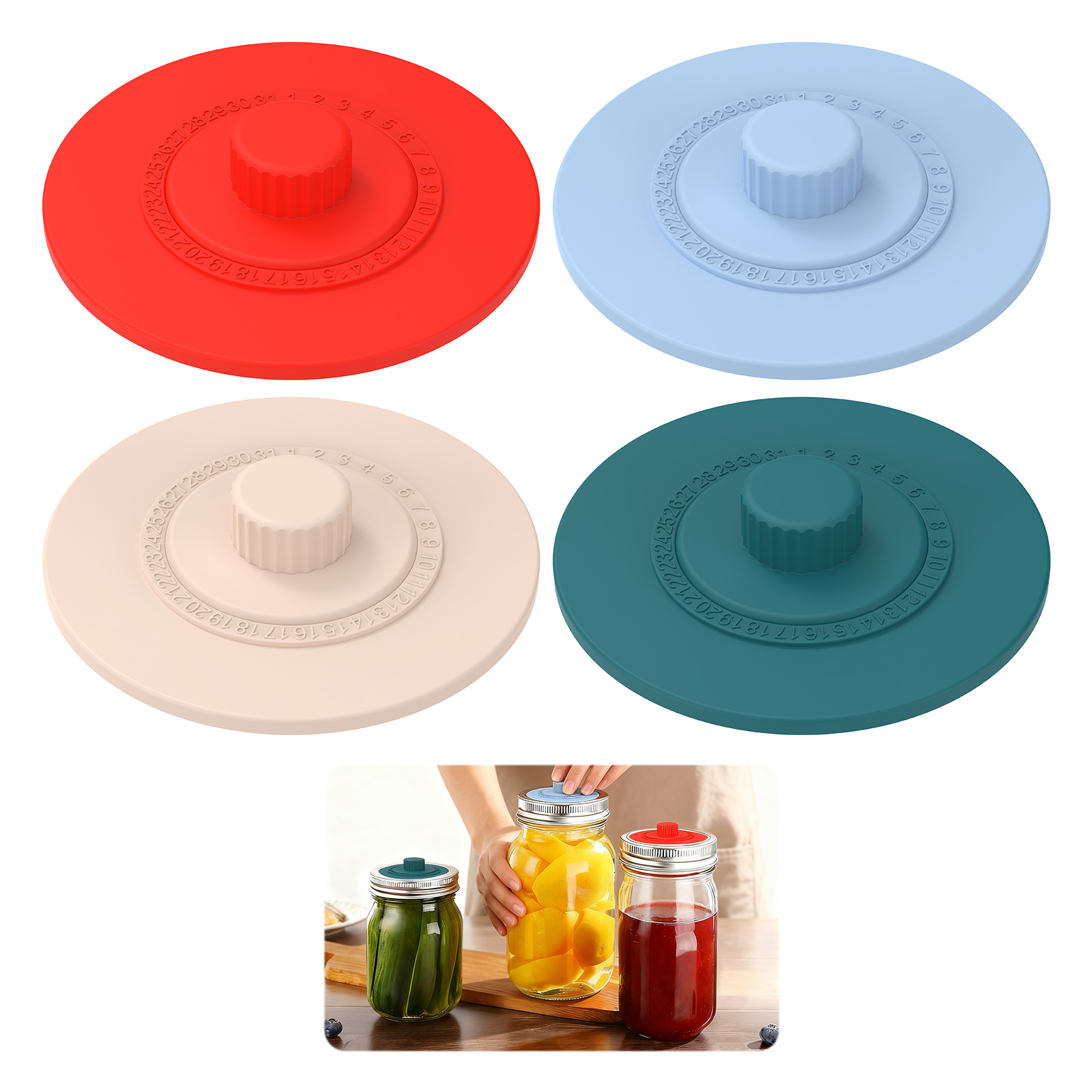 4 Pcs Silicone Fermentation Li - Mason Jar Wide Mouth ulasan dan harga