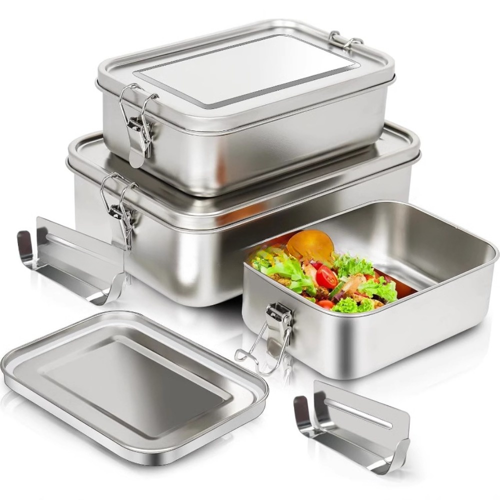 Stainless Steel Bento Box Meta - Food Storage Lock Box ulasan dan harga